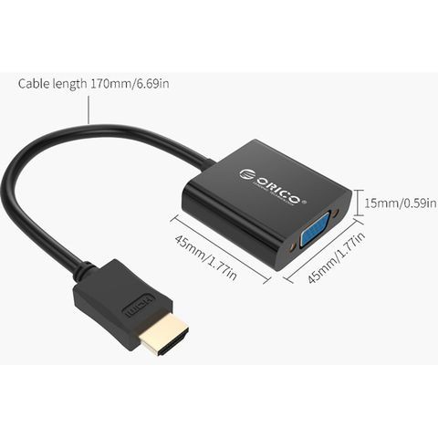 Đầu chuyển đổi HDMI sang VGA ORICO DHTV-C20-BK( ĐEN) | BigBuy360 - bigbuy360.vn