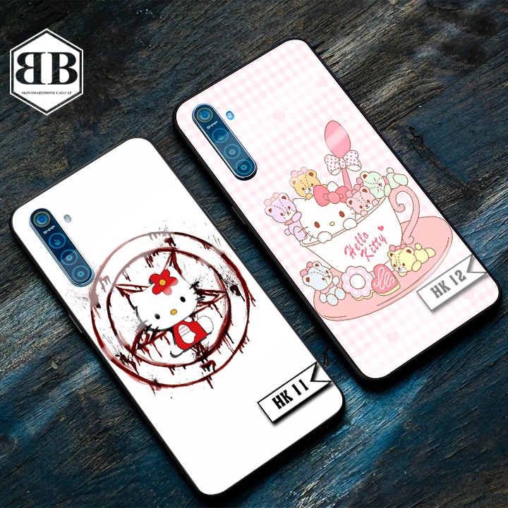 Ốp lưng kính cường lực Realme XT hình hello kitty