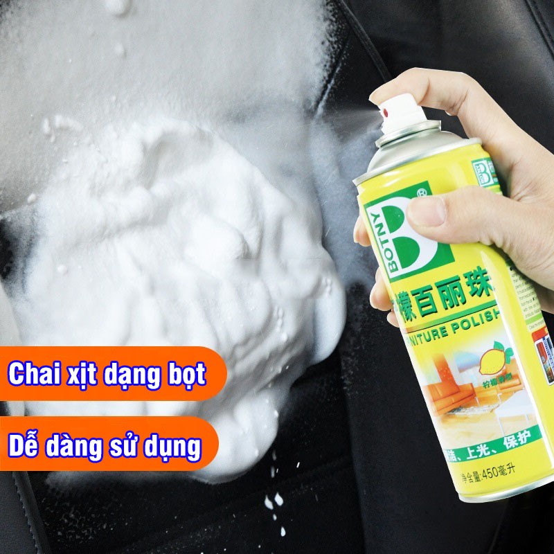 Chai xịt bọt vệ sinh nội thất ô tô Furniture Polish Botny B-1126 dung tích 450ml -TC AUTO