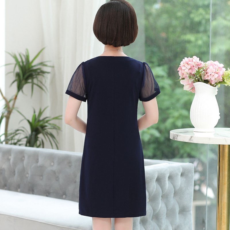 [ Cao cấp ] Váy đầm trung niên form rộng cho người mập u50 kết kim sa - DS003