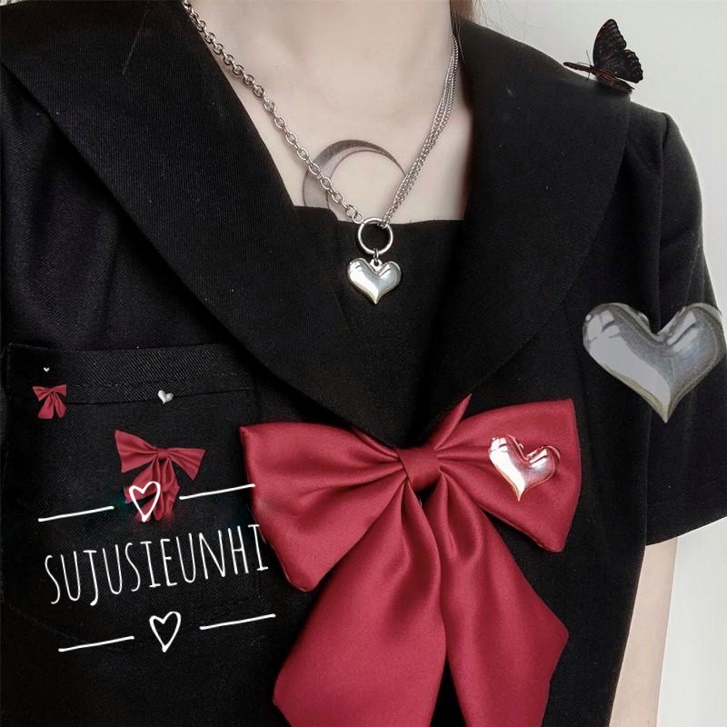 Vòng cổ đôi dây xích unisex hình trái tim chain heart