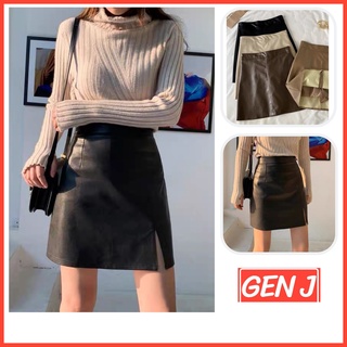 Chân váy da PU Xiaozhainv dáng chữ A thiết kế đơn giản hợp thời trang nữ tính