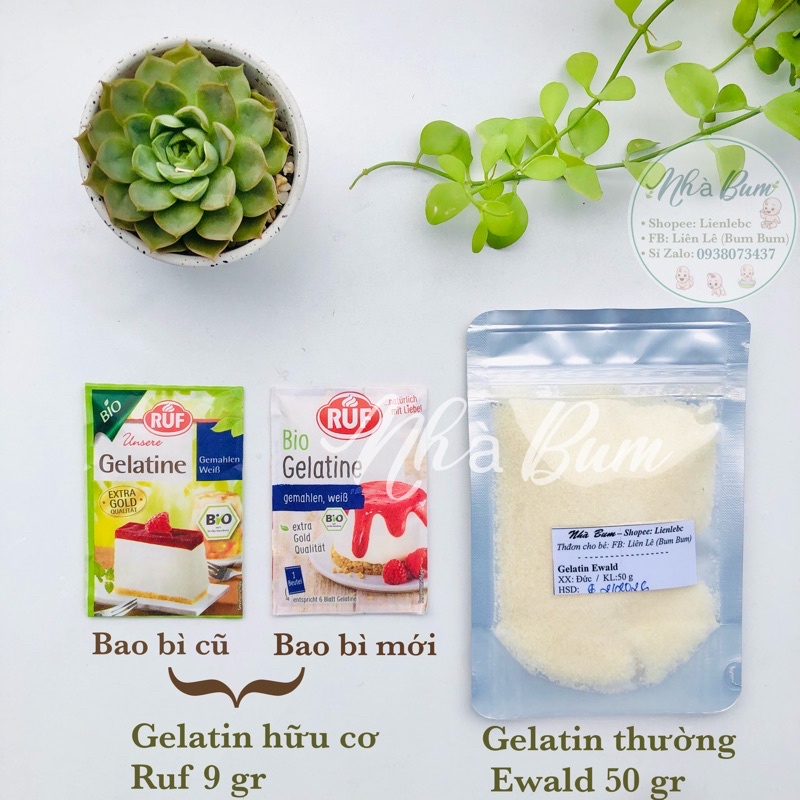 Gelatin hữu cơ Ruf 9gram - Gelatin thường Ewarld 50g dùng thử