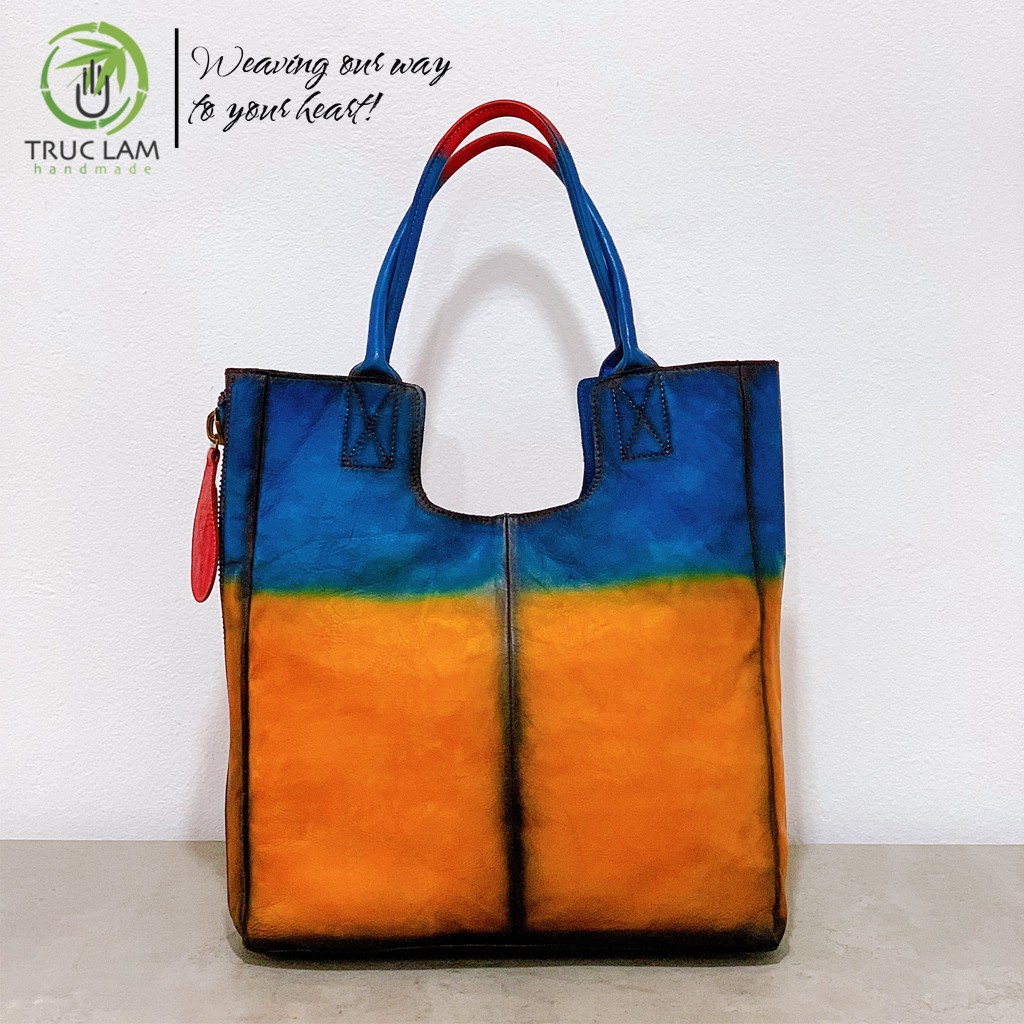 Túi Tote Thời Trang Nữ Dáng Dài Da Thật Cao Cấp Màu Ombre – Trúc Lâm Handmade