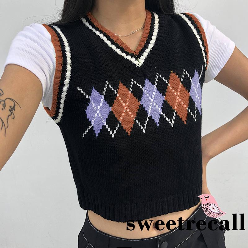 Áo dệt kim không tay cổ chữ V thời trang nữ sành điệu | BigBuy360 - bigbuy360.vn