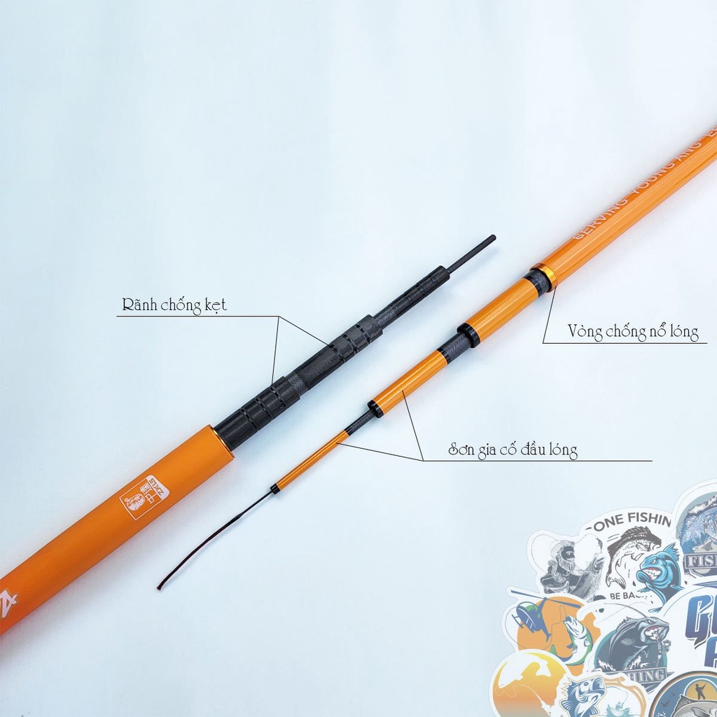 Cần câu đài Thanh xuân phong nhã 6H tặng kèm 1 ngọn phụ - Tông màu Cam trẻ trung