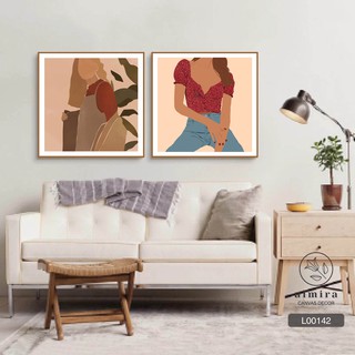 💄💍 Bộ khung tranh treo tường nghệ thuật tone màu đỏ - tặng đinh treo 3 chân [L001]