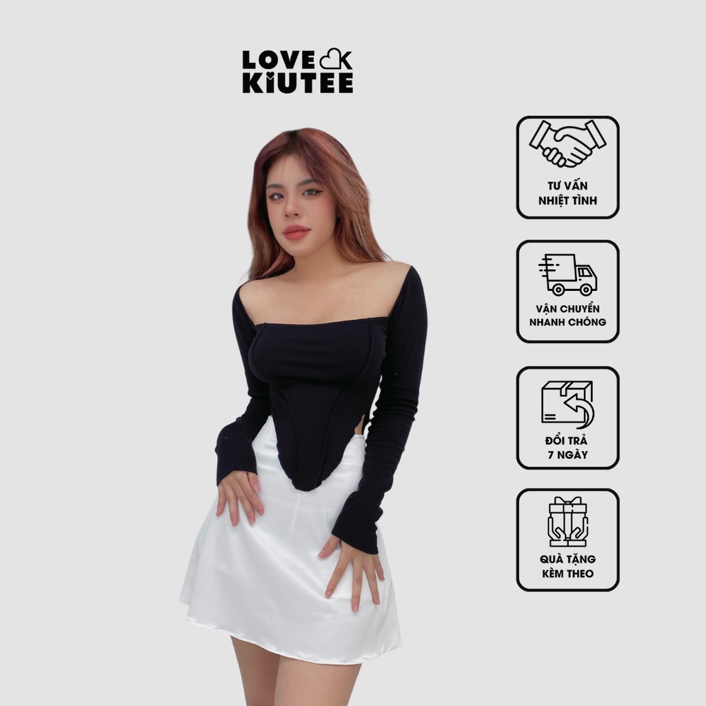 Áo ngắn kiểu tay dài cách điệu Long Sleeve Corset vải co dãn LOVEKIUTEE