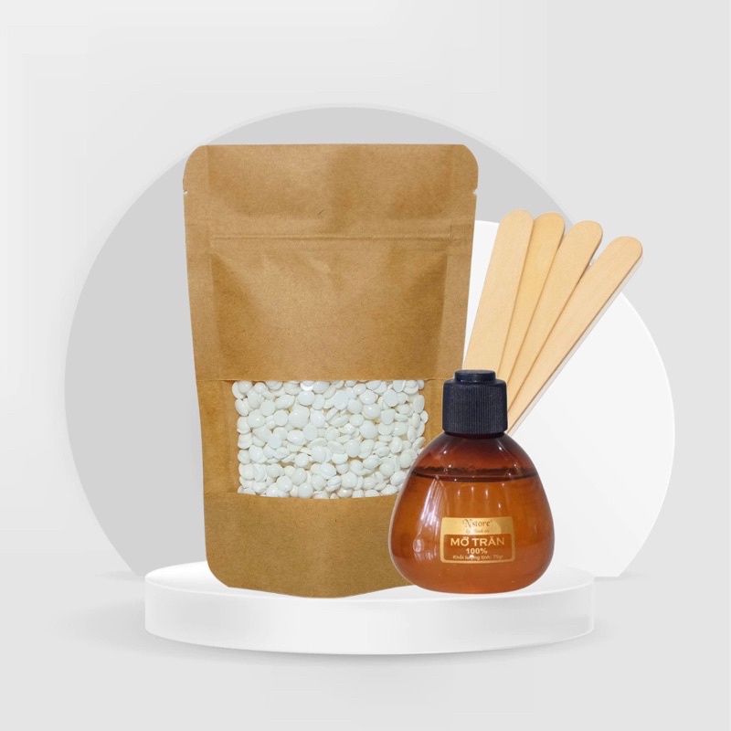 Combo triệt lông toàn thân sáp wax nóng Hard Bean cao cấp kèm mỡ trăn Nstore nguyên chất