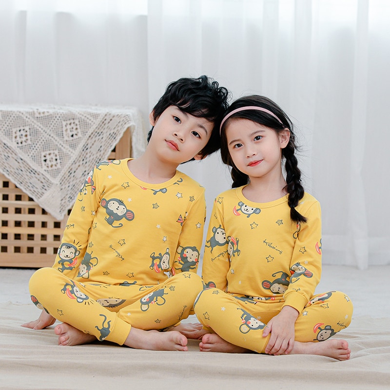 Bộ đồ ngủ pijama tay dài chất liệu vải cotton cho bé từ 2-12 tuổi