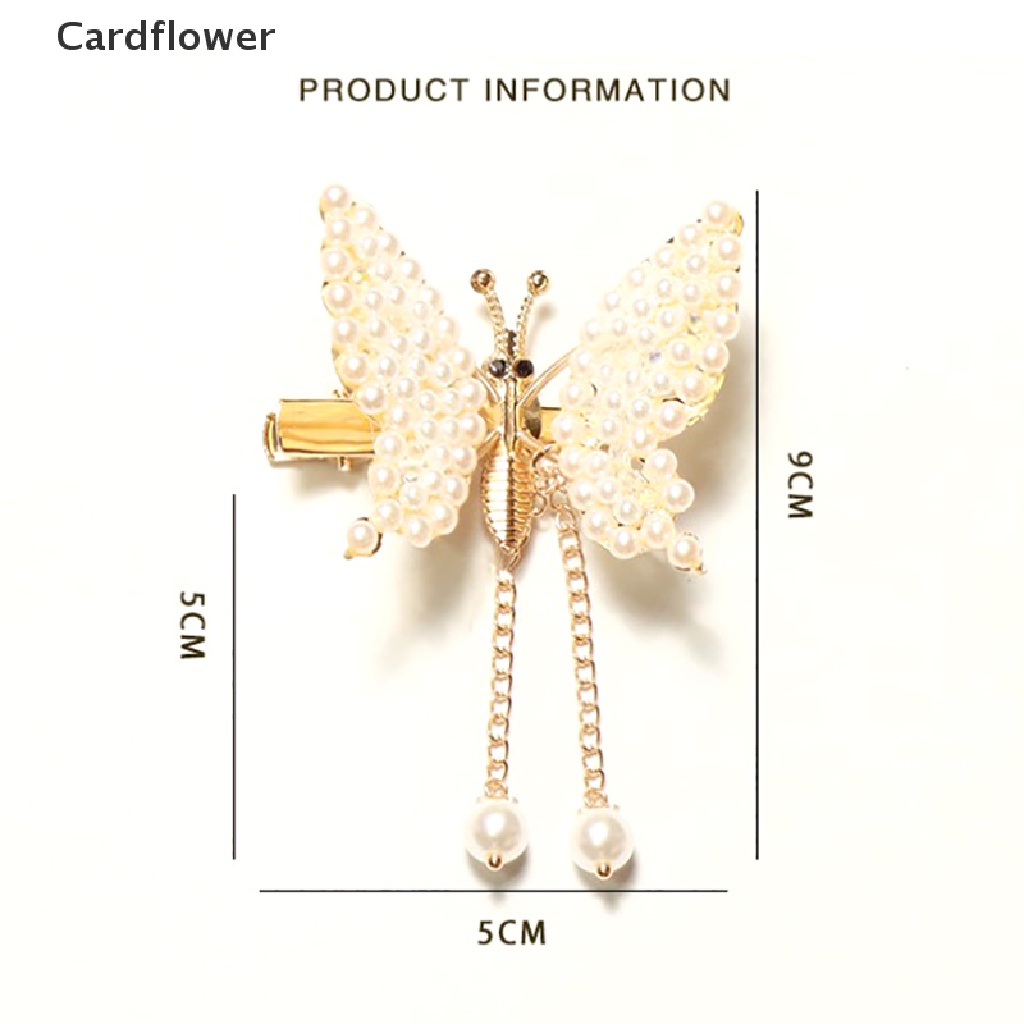 &lt; Cardflower &gt; Kẹp Tóc Mái Bướm Chuyển Động Bằng Hợp Kim Đính Ngọc Trai Phụ Kiện Tự Làm Cho Bé Gái
