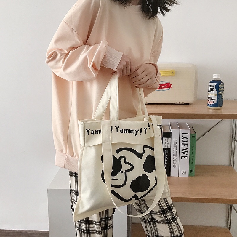 Túi tote kiểu Hàn Quốc Yammy cherry vừa a4 xinh xắn (hình thật)