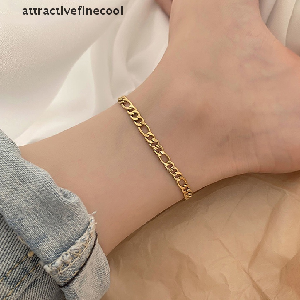 Lắc Chân Dạng Chuỗi Hạt Bằng Thép Không Gỉ Màu Sắc Vàng Thời Trang Cho Nam Và Nữ