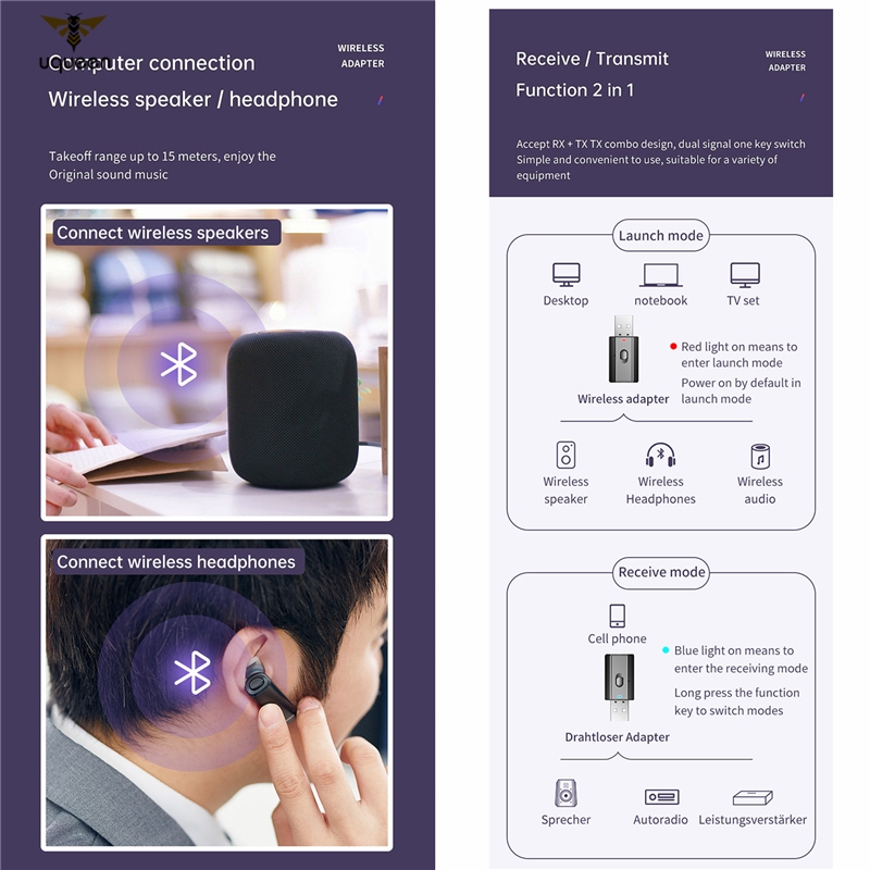 Thiết Bị Thu Phát Bluetooth Uq T7-5 Mini Cổng Cắm 3.5mm | BigBuy360 - bigbuy360.vn