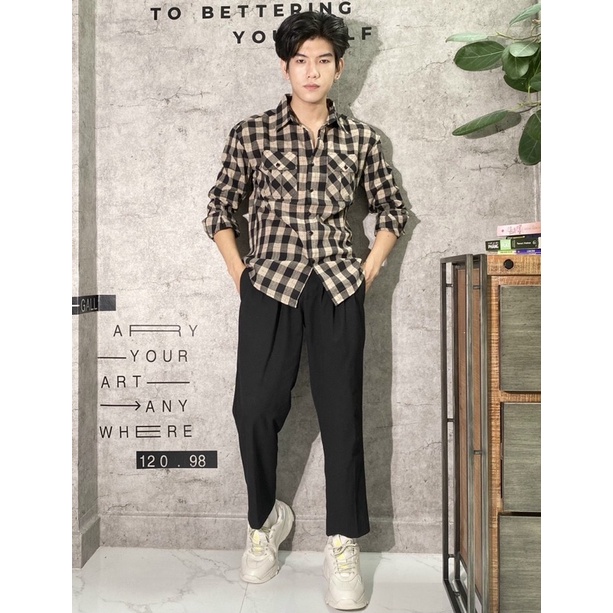 Sơ mi caro 2 túi thời trang nam form suông rộng Nô store