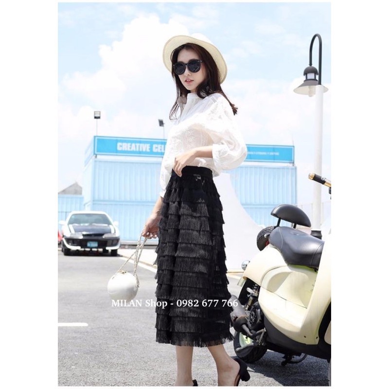 Chân váy dài tầng tua rua style | BigBuy360 - bigbuy360.vn