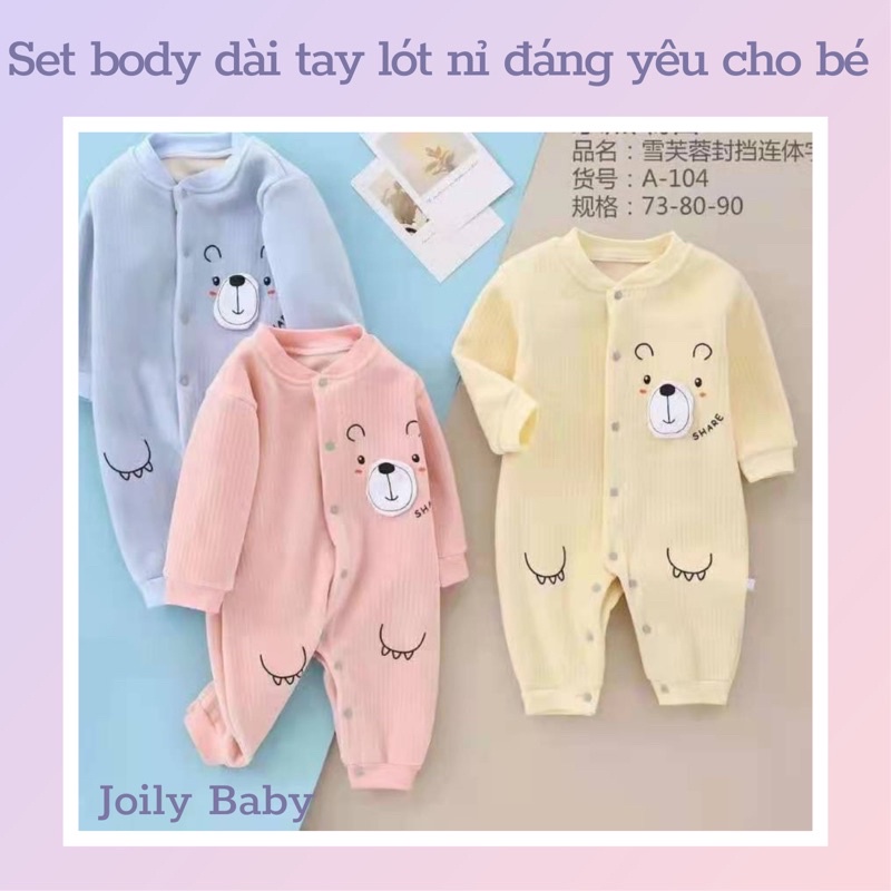 Set bodysuit, body liền thân dài tay cực ấm, có lót nỉ mùa THU ĐÔNG dành cho bé
