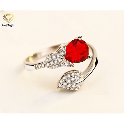 Nhẫn bạc Ý 925 Huệ Ngân - Nụ hoa và chiếc lá YYJZ031