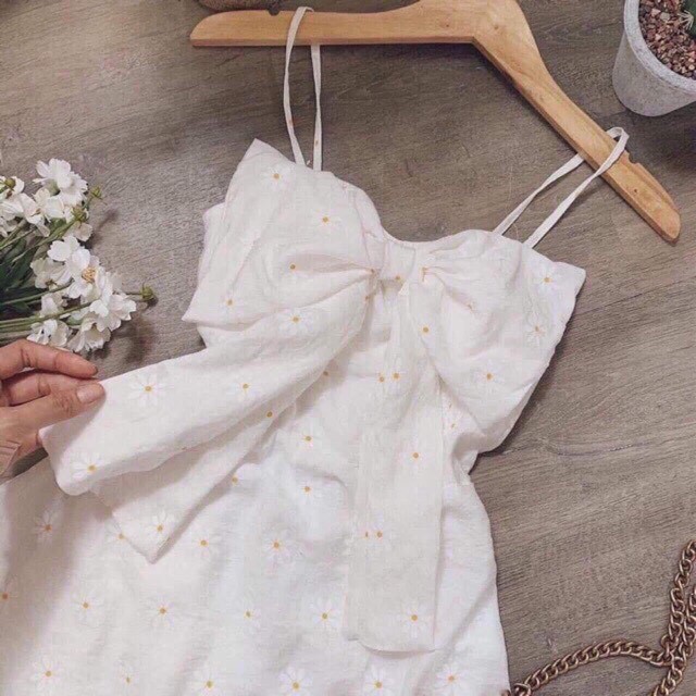 váy 2 dây xinh xắn, váy 2 dây, váy đầm 2 dây, váy 2 dây mát mẻ, váy 2 dây nơ ngực