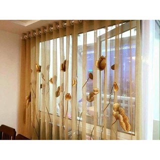 Rèm cửa voan thêu tay (mẫu hoa 1)