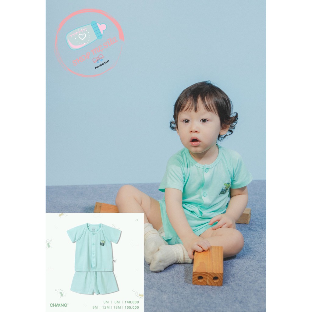 CHAANG Bộ cộc cài thẳng chất liệu cotton thoáng khí cho bé 0-18 tháng