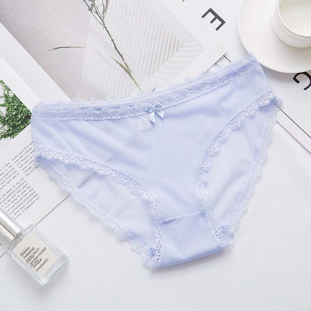 Quần Lót Cotton Lưng Thấp Phối Ren Thoáng Khí Màu Sắc Đơn Giản Quyến Rũ Cho Nữ