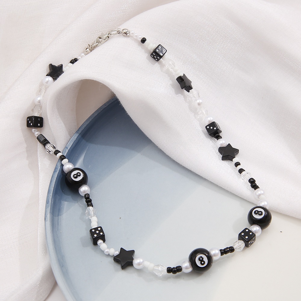 IF ME Vòng cổ choker   đính hạt ngọc trai và ngôi sao màu trắng đen thời trang cho nữ