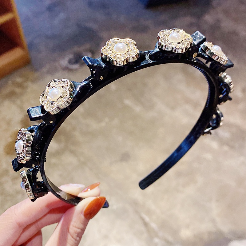 Fashion Rhinestone Braided Hair Band Sweet Girl With Bangs Fixed Head Band Hair Band Hair Accessory YUE