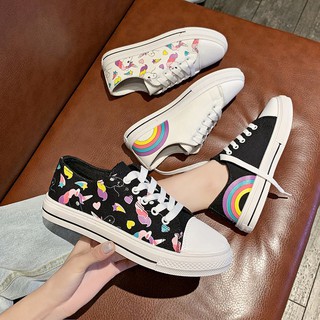 GIÀY SNEAKER NỮ CỔ THẤP IN HÌNH MÁ CẦU VỒNG SIÊU CHẤT 161