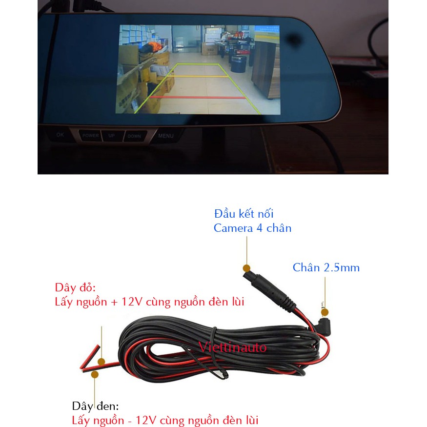 Camera lùi lắp cho Camera giám sát hành trình rắc cắm 2.5mm  Loại 4 Chân | BigBuy360 - bigbuy360.vn