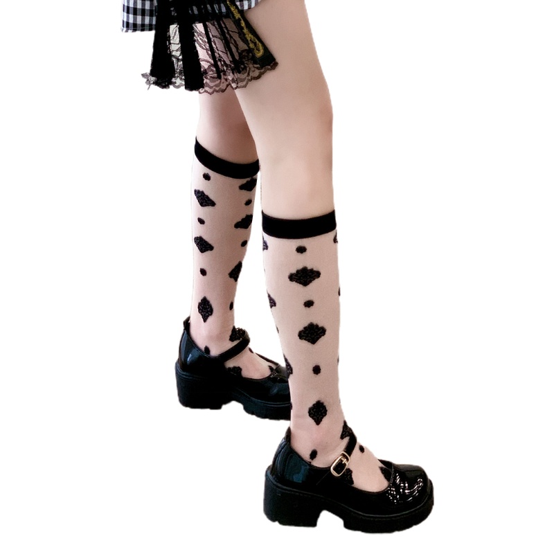 Vớ dài bằng vải lụa trong suốt in họa tiết hoa phong cách lolita dễ thương cho nữ | BigBuy360 - bigbuy360.vn
