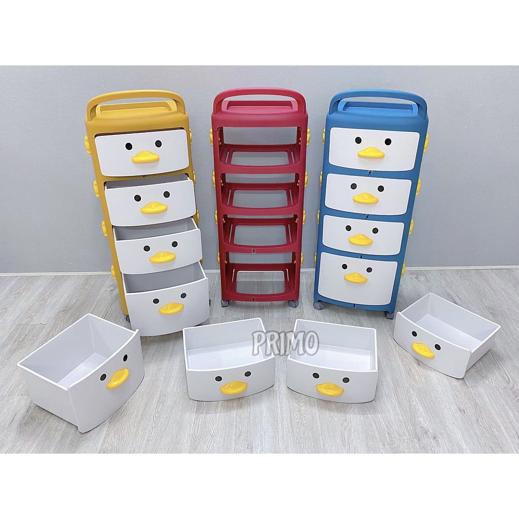 | Hàng có sẵn | Tủ nhựa đa tầng hình vịt đựng đồ cho mẹ và bé trong phòng dễ thương nhiều ngăn Primo