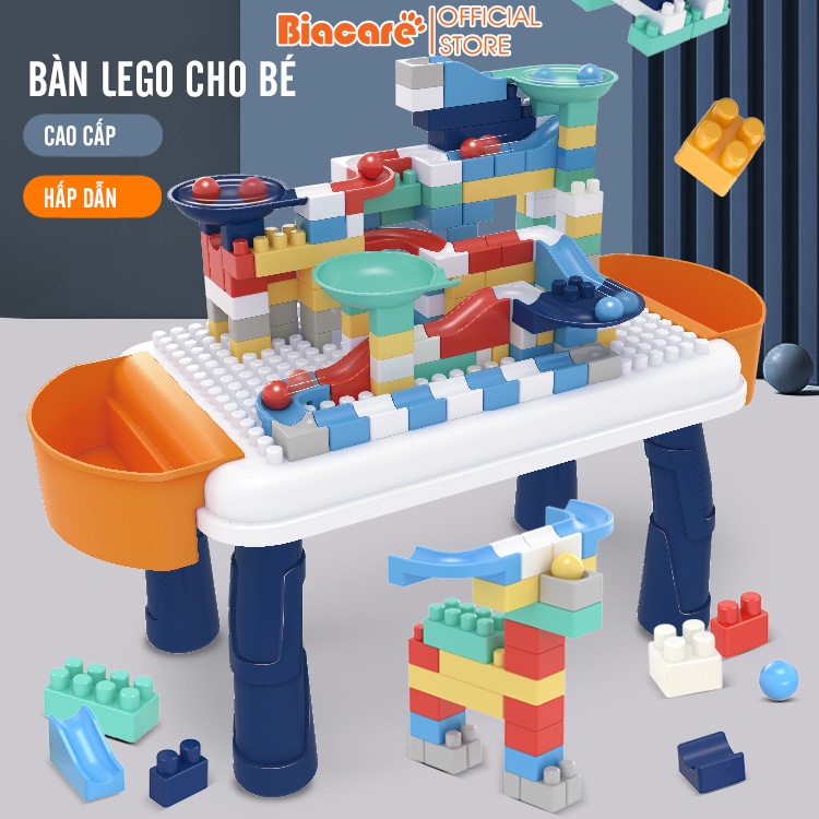 Bàn lego cho bé, lego city cầu trượt thả bóng đồ chơi trí tuệ cho bé