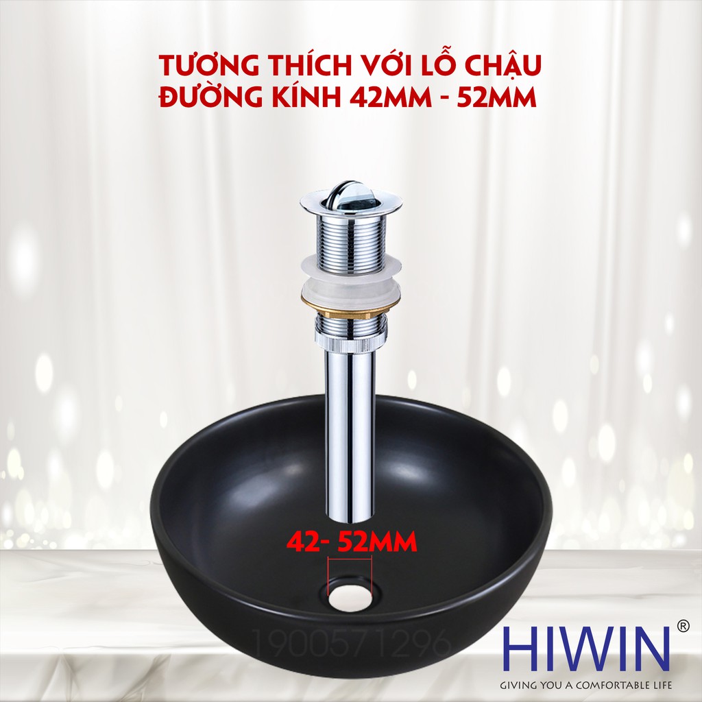 Bộ xả lavabo nắp lật đồng gương cao cấp sáng bóng Hiwin PG-3027 (xifong lavabo)