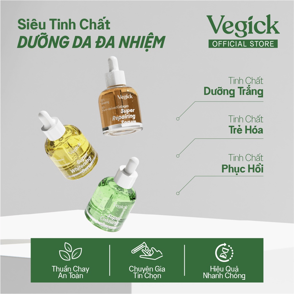 [Qùa Tặng] Combo 3 Tinh Chất Dưỡng Vegick WHITENING SERUM, CALMING SERUM, REPAIRING SERUM, 4.5ml