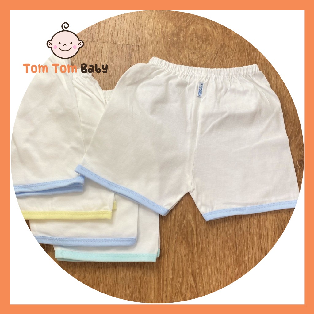 Quần đùi sơ sinh Trắng Viền Màu JOU, chất vải cotton 100% cao cấp mềm, mịn, thoáng mát, hàng giao giống hình