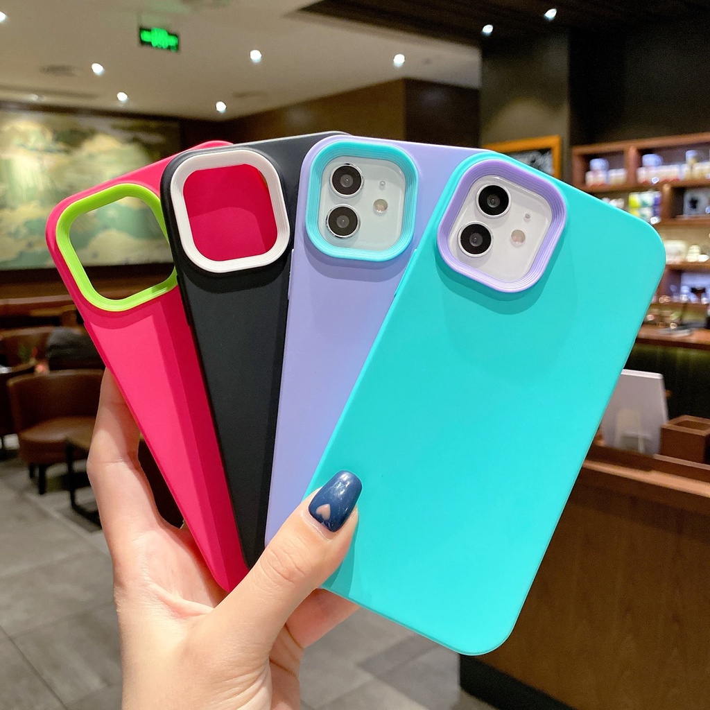 Ốp Điện Thoại Silicon Chống Sốc Nhiều Màu Thời Trang 3 Trong 1 Cho iPhone 14 / 13 / 12 / 11 / X / 8 / 7P