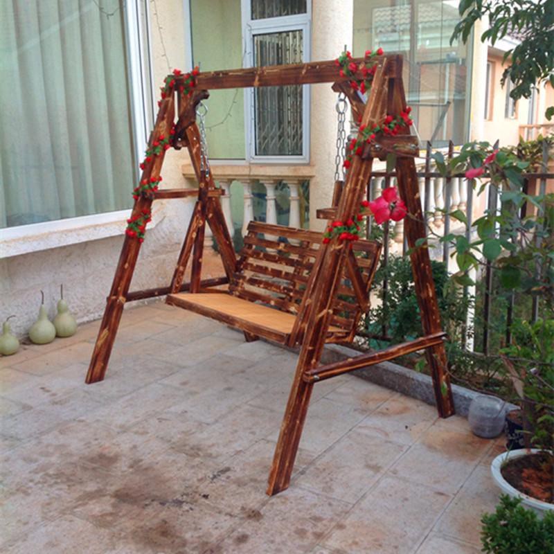 ◘Solid Wood Rocking Ghế xích đu Ban công Trang chủ Cradle Trong nhà Chống ăn mòn Gỗ Net Đỏ Đôi độc ác