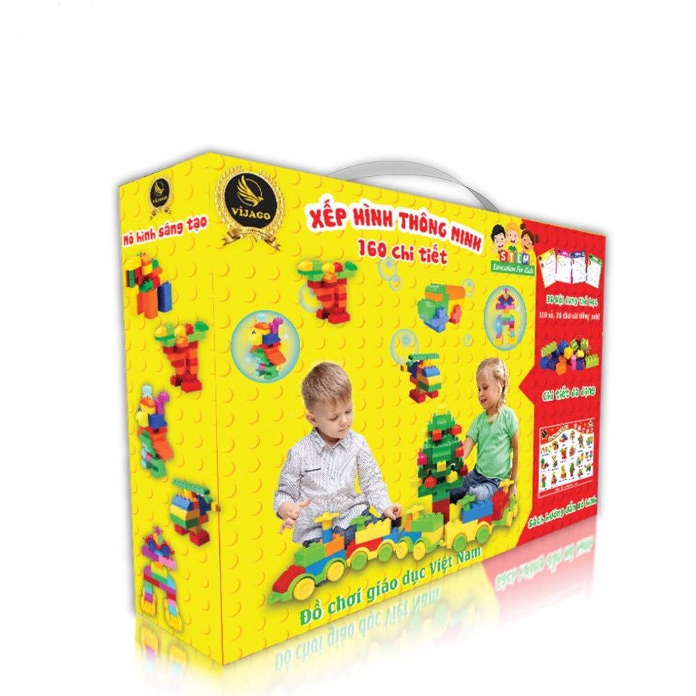 Đồ Chơi Xếp Hình Thông Minh 160 Chi Tiết VIJAGO Bằng Nhựa Nguyên Sinh An Toàn Cho Bé