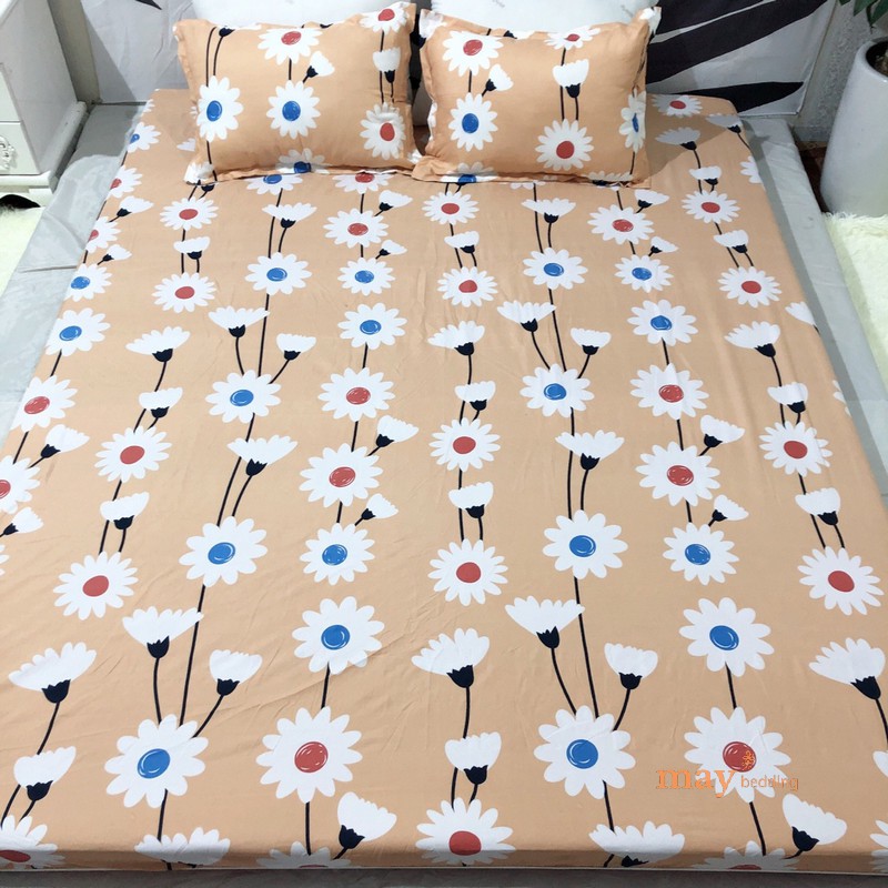 Bộ ga giường bọc nệm May Bedding ra trải giường May bedding m6 hoặc m8 kèm 2 vỏ áo gối poly cotton | BigBuy360 - bigbuy360.vn