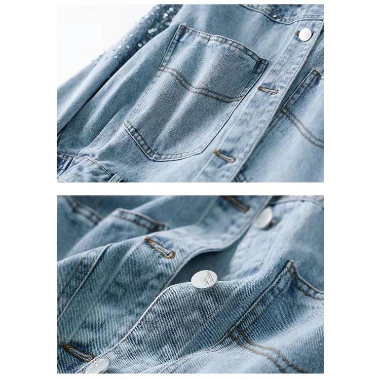 Áo Khoác Jeans Đính Kim Sa Thời Trang Dành Cho Nữ Size s 2022