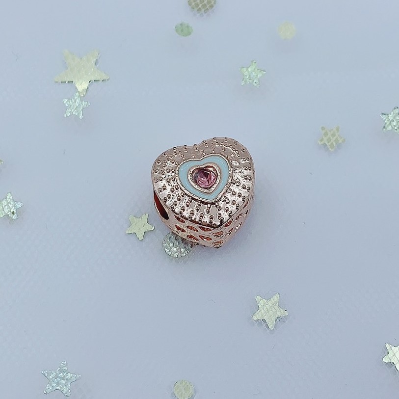 Charm đeo vòng trái tim charm bạc mạ rosegold nữ tính