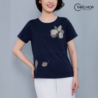 Áo Nữ Trung Niên Thun Thêu Họa Tiết Tinh Tế H866