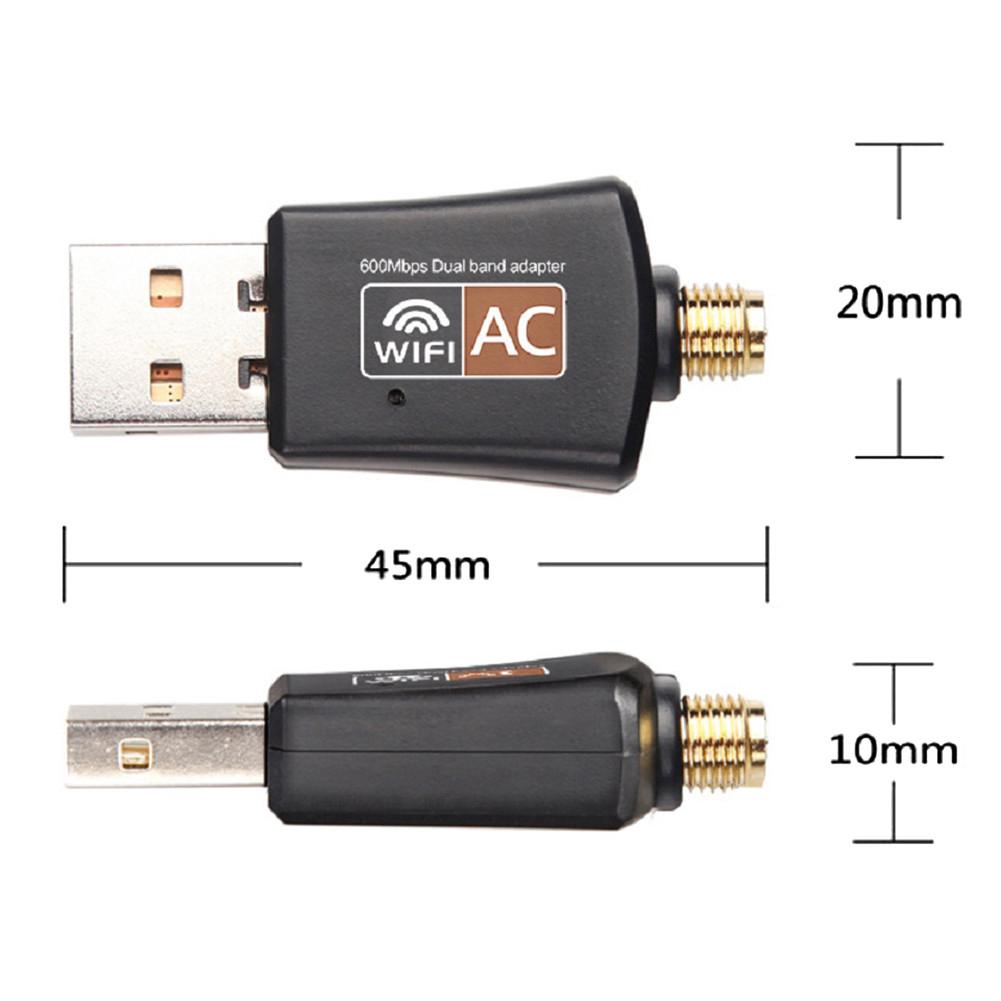 Bộ chuyển đổi mạng USB WiFi không dây 600 Mbps Dual băng tần 2.4 / 5Ghz w / Anten 802.11AC