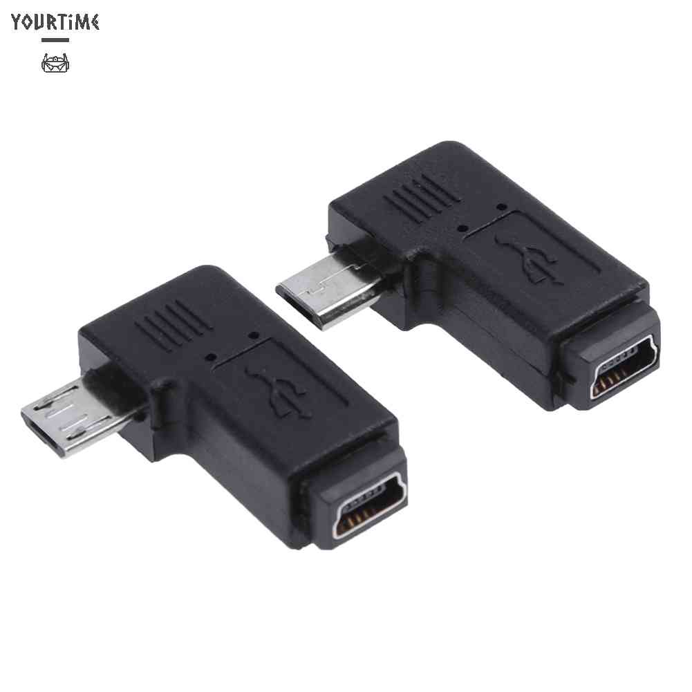 Set 2 Đầu Nối Chuyển Đổi 90 Độ Mini USB Female Sang Micro USB Male