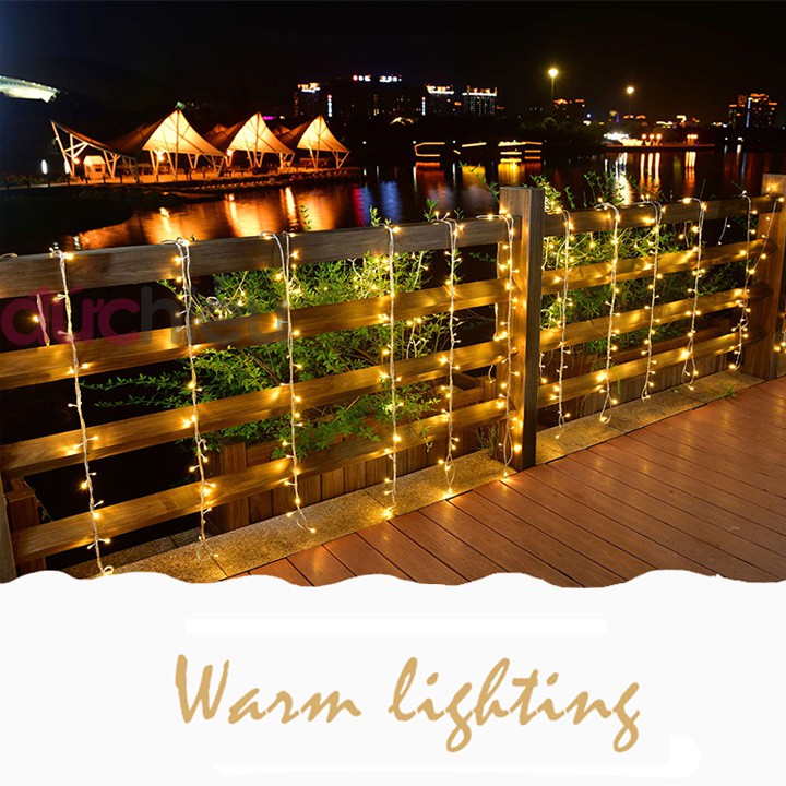 Dây đèn LED màn rèm trang trí 3m 10 sợi thả chống nước chuyên ngoài trời noel, giáng sinh, nhà hàng
