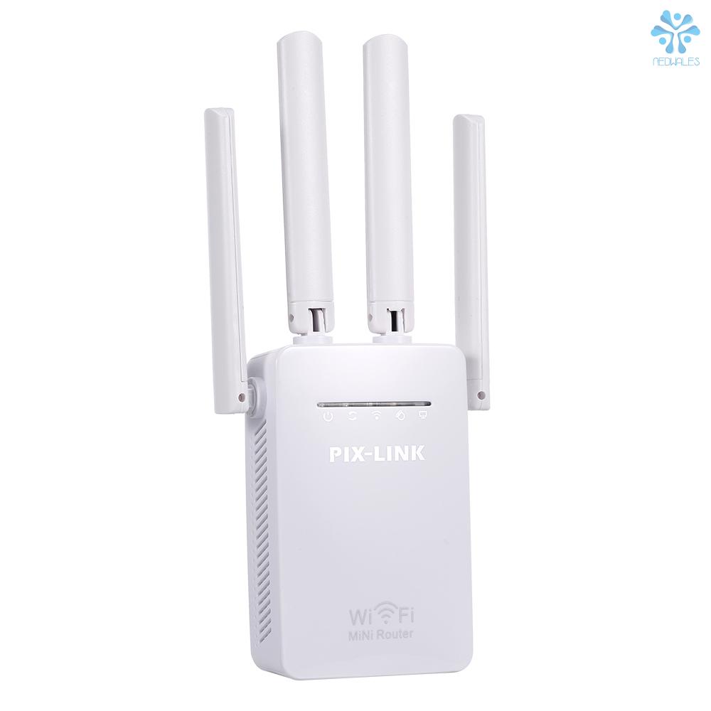 Thiết Bị Khuếch Đại Tín Hiệu Wifi Không Dây 300mbps Kèm 4 Ăng Ten Phích Cắm Us