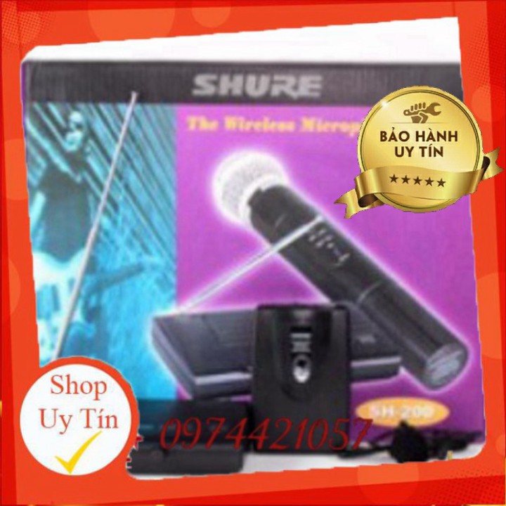 XẢ KHO -  Mic không dây Shure SH200 – Mic hat karaoke không dây cầm tay, phủ sóng cao