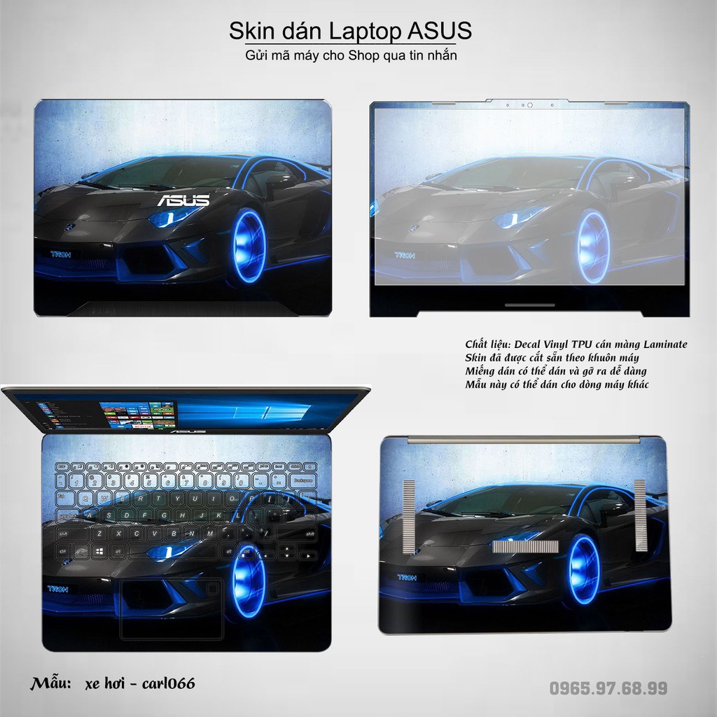 Skin dán Laptop Asus in hình xe hơi nhiều mẫu 2 (inbox mã máy cho Shop)