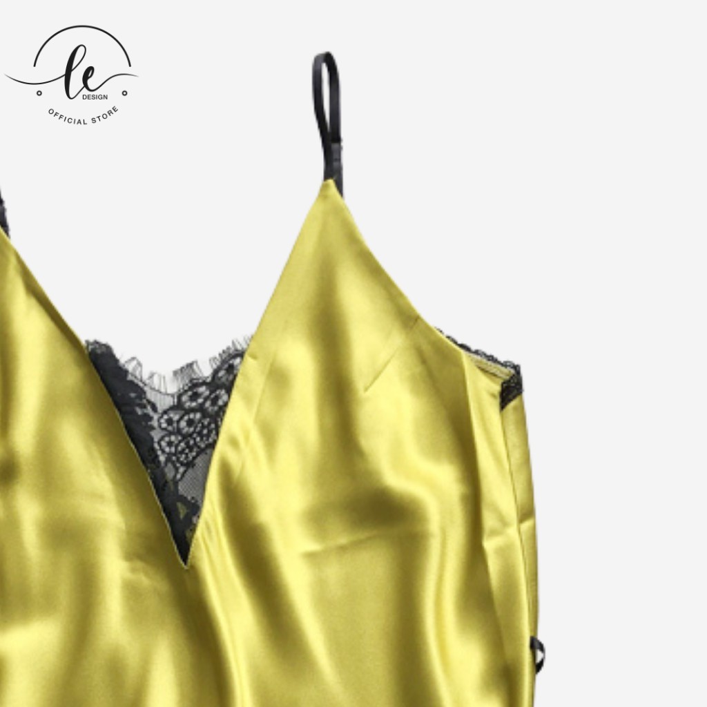 Váy Ngủ 2 Dây Sexy LE.DESIGN Thiết Kế Dáng Suông Hở Lưng Chân Váy Phối Ren Chất Liệu Lụa Mềm Mại Cao Cấp | BigBuy360 - bigbuy360.vn